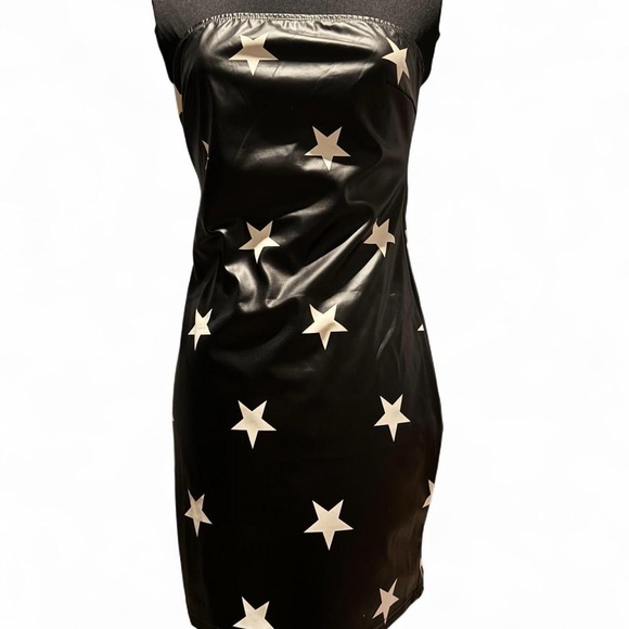 Black Star Print Strapless Dress - Picture 2 of 4